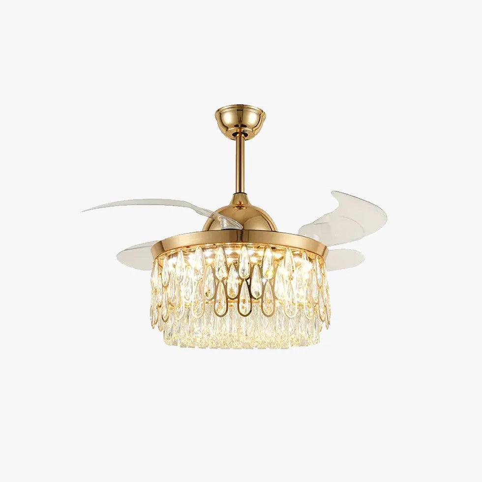 Europäischer Kristall-Deckenventilator mit Licht für das Esszimmer | livraina
