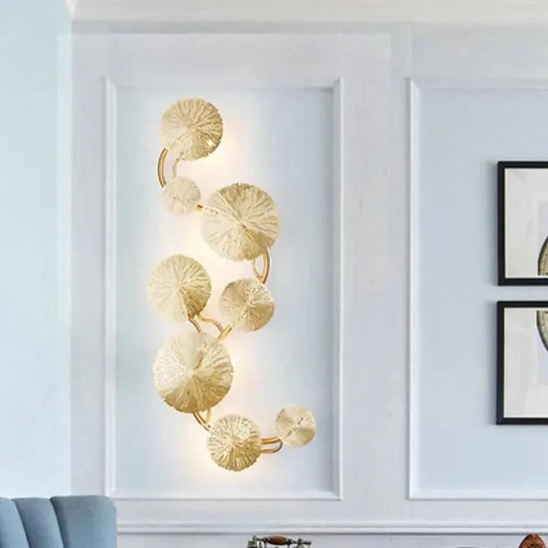 Gouden luxe wandlamp met lotusbladdesign voor de woonkamer | livraina
