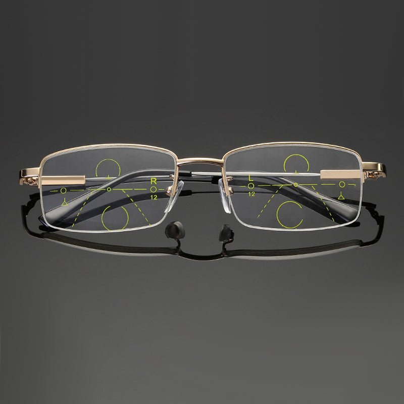 Lunettes de lecture en titane à teinte adaptative — Verres progressifs réactifs aux UV
