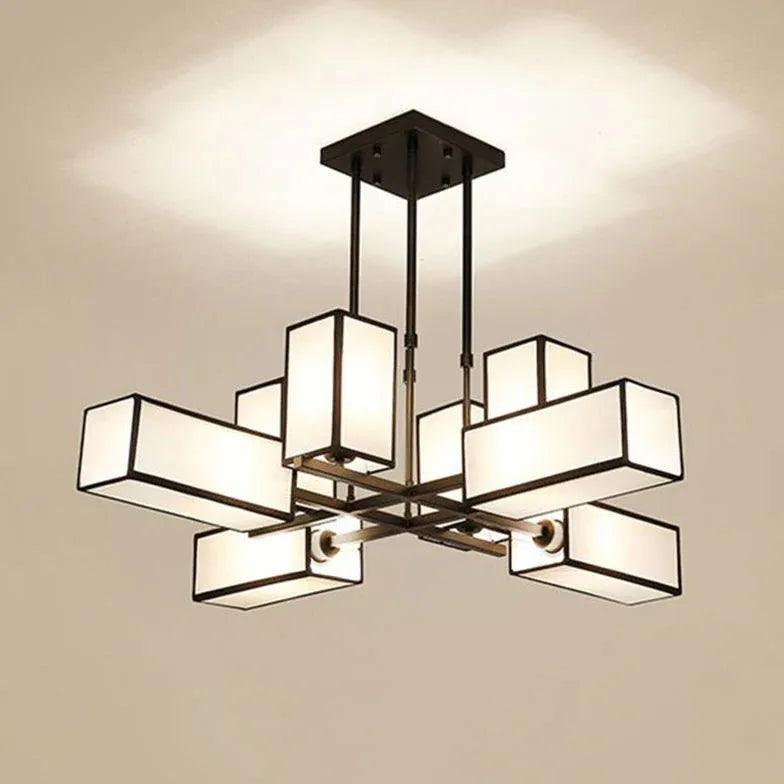 Moderne kinesisk pendellampe i smijern og tekstil | livraina