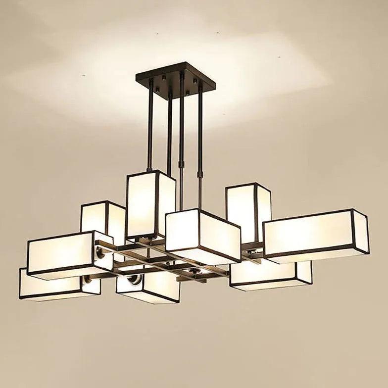 Moderne kinesisk pendellampe i smijern og tekstil | livraina
