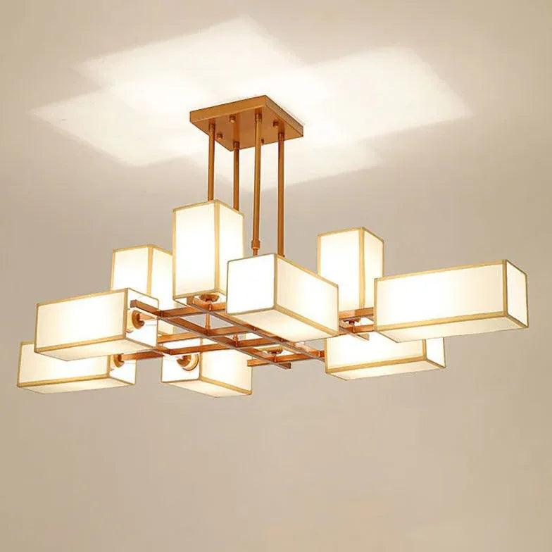 Moderne kinesisk pendellampe i smijern og tekstil | livraina