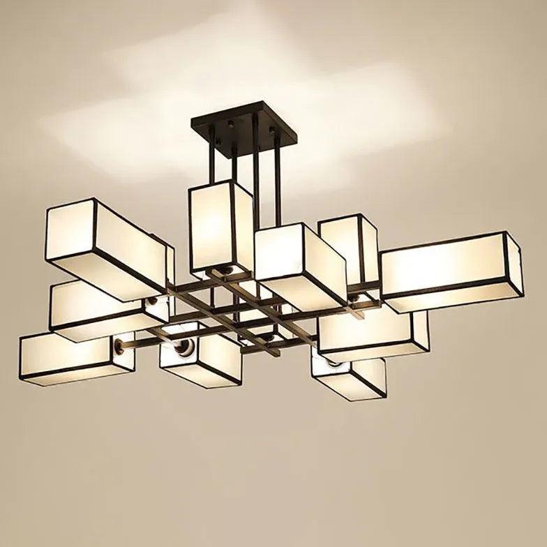 Moderne kinesisk pendellampe i smijern og tekstil | livraina