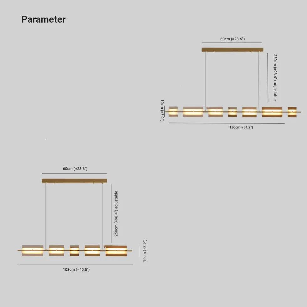 Staafvormige hanglamp van koper en glas | livraina