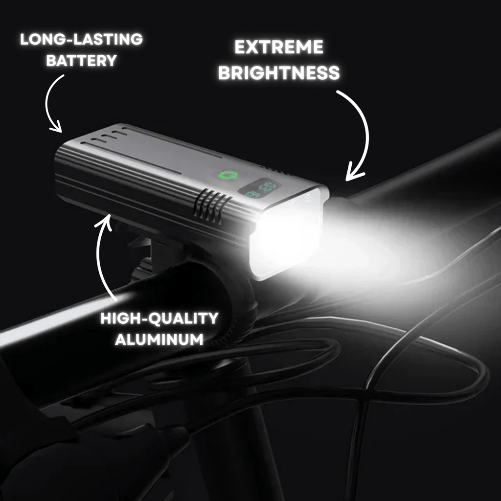 NovaGlide X světlo na kolo — 5000 lumenů, 12 LED, dobíjecí baterie USB-C