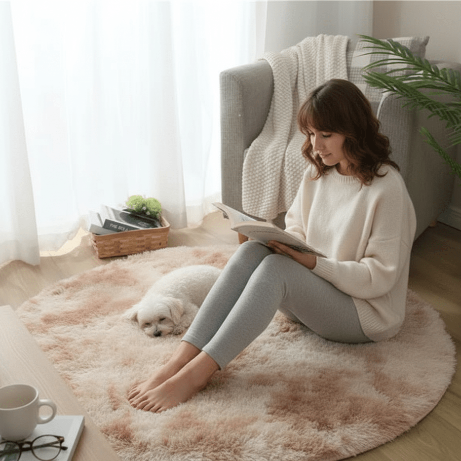 Tappeto rotondo felpato Velvéri Luxe FluffyMat — Pelo soffice come una nuvola, design circolare
