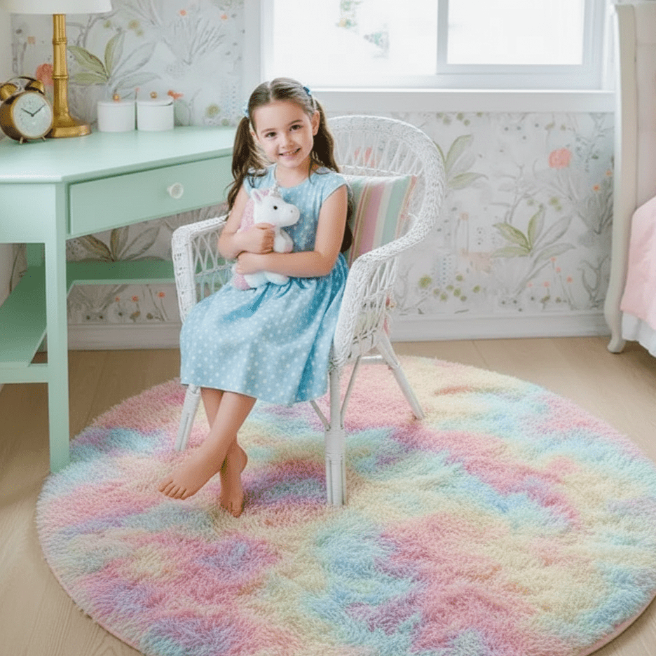 Tappeto rotondo felpato Velvéri Luxe FluffyMat — Pelo soffice come una nuvola, design circolare