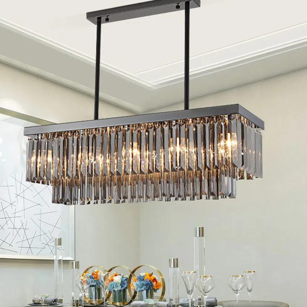 Kristall-Pendelleuchte mit schlichtem rechteckigem Glasdesign | livraina