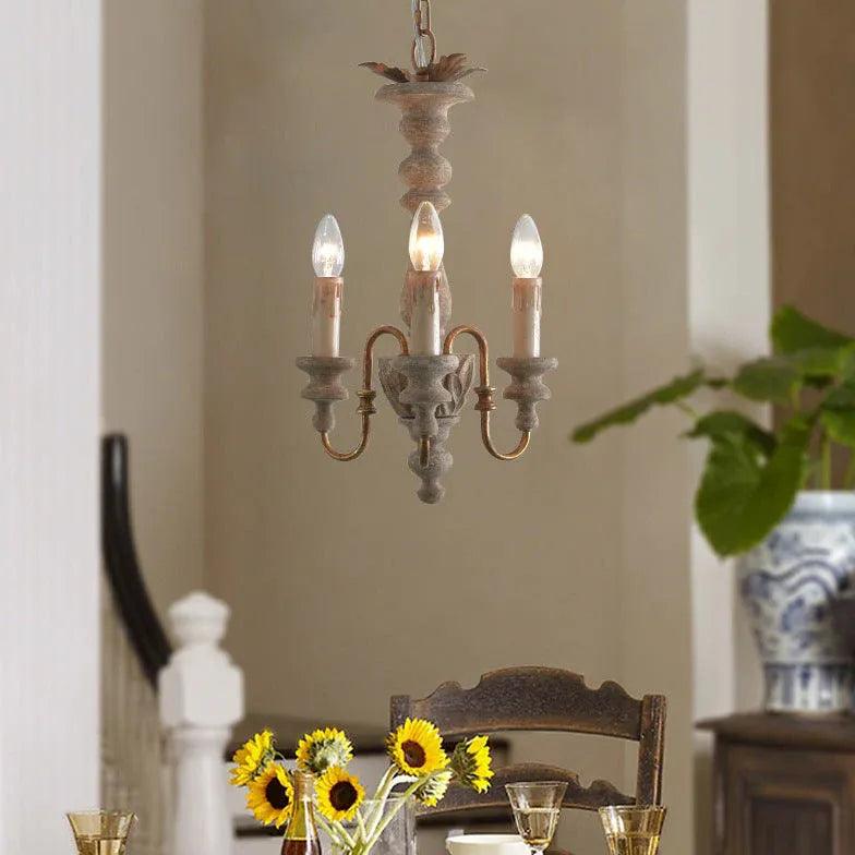 Amerikaanse vintage houten kaarsenkroonluchter | livraina