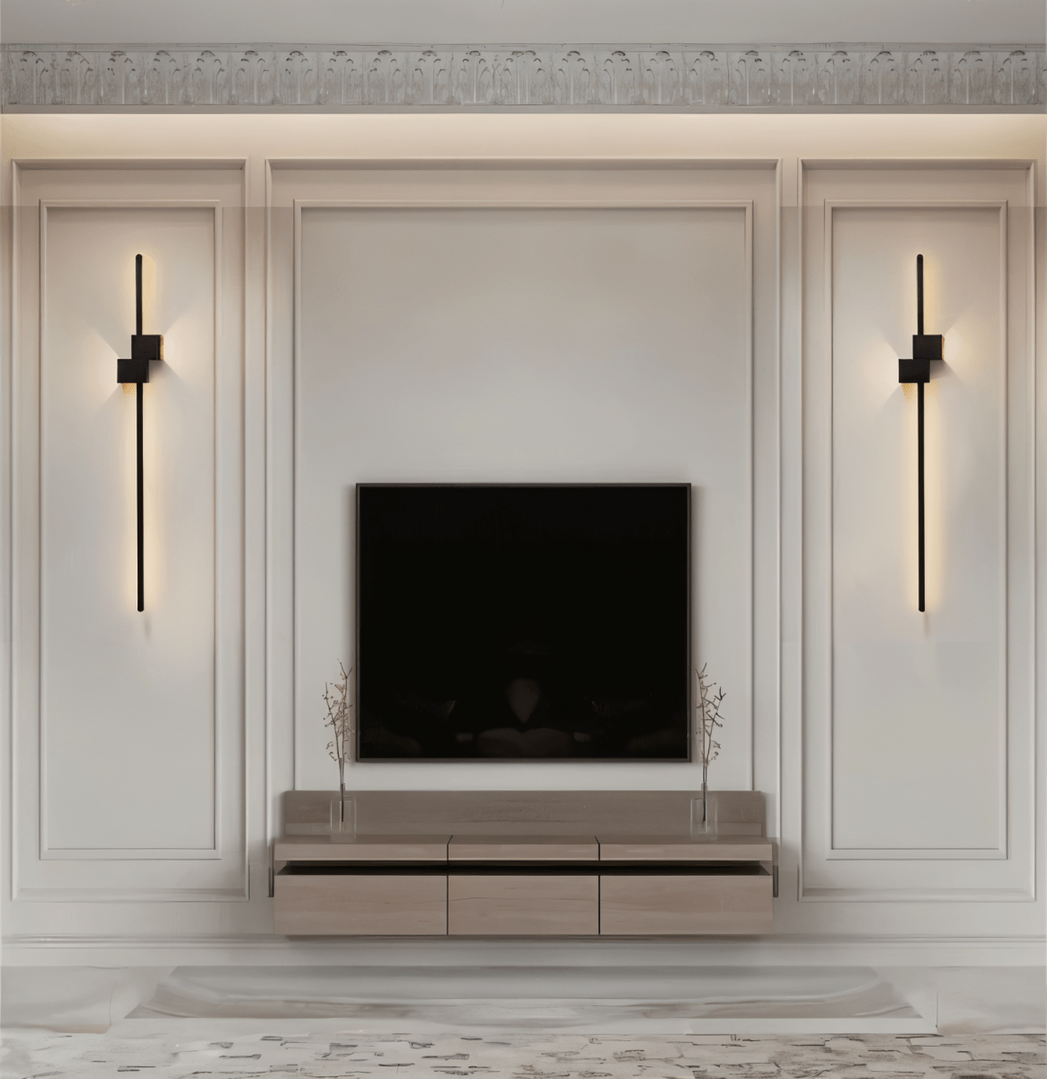 Linea Glow Minimalistische LED-Wandleuchte — Elegantes schwarzes Finish