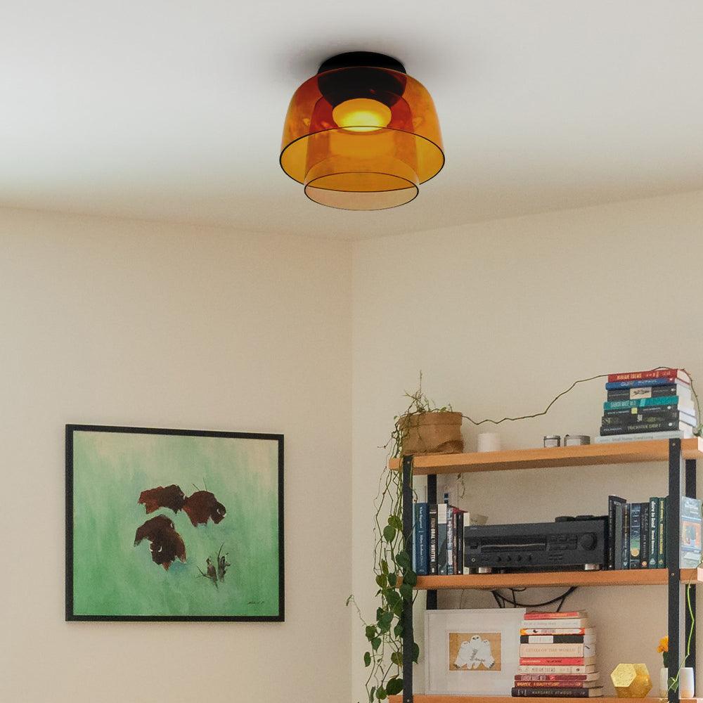 Taklampe i glass med skålform til stuen | livraina