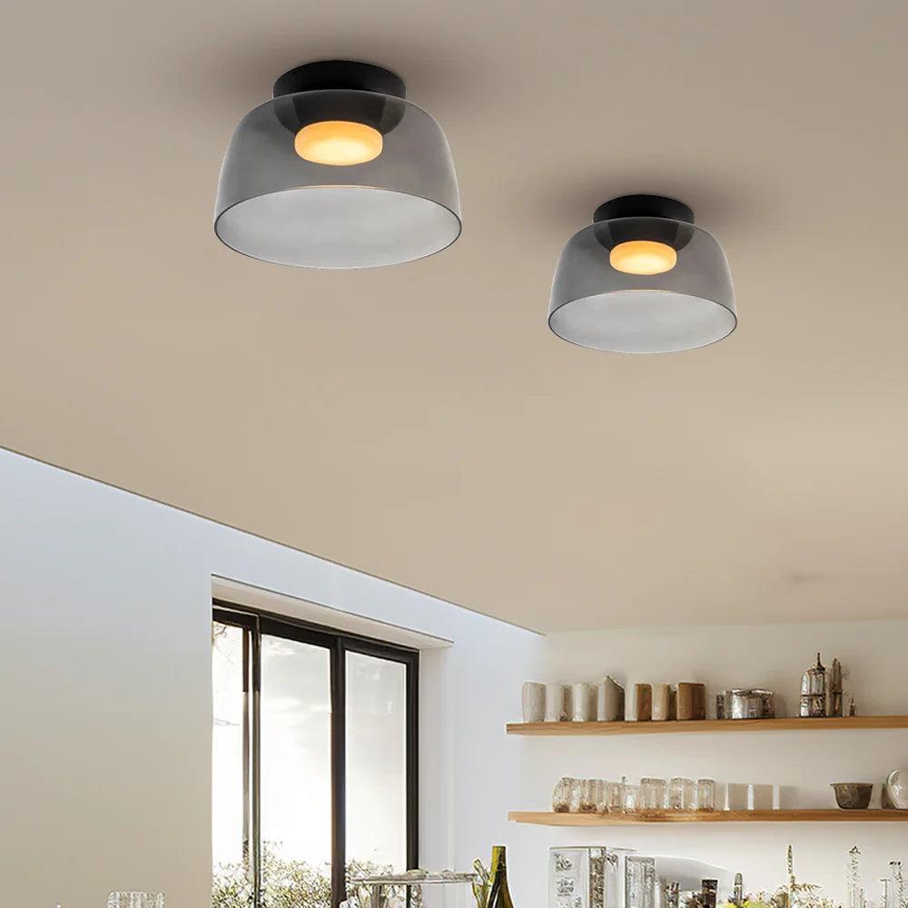 Taklampe i glass med skålform til stuen | livraina