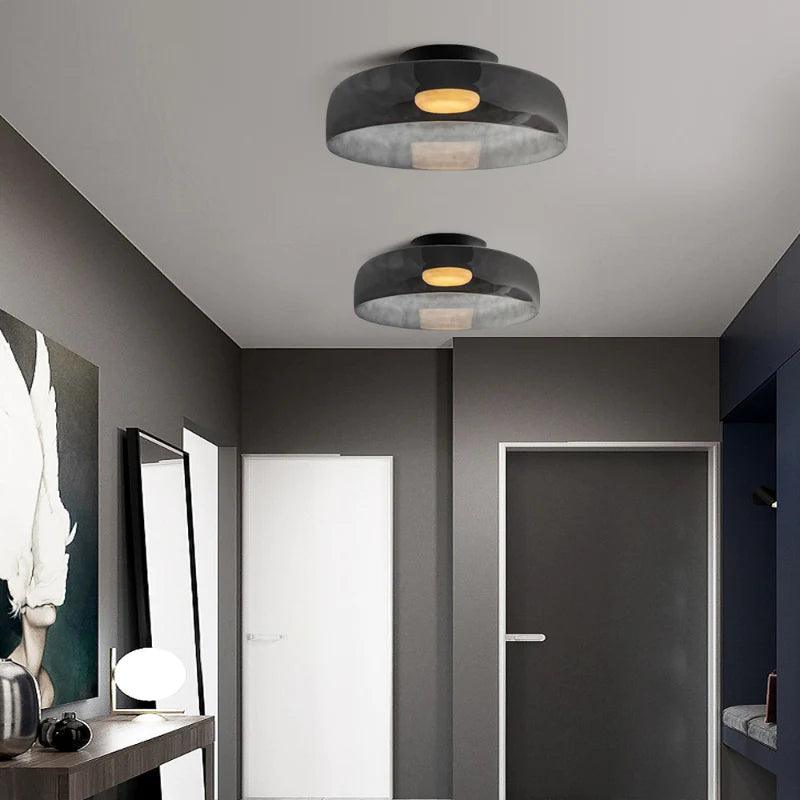 Taklampe i glass med skålform til stuen | livraina