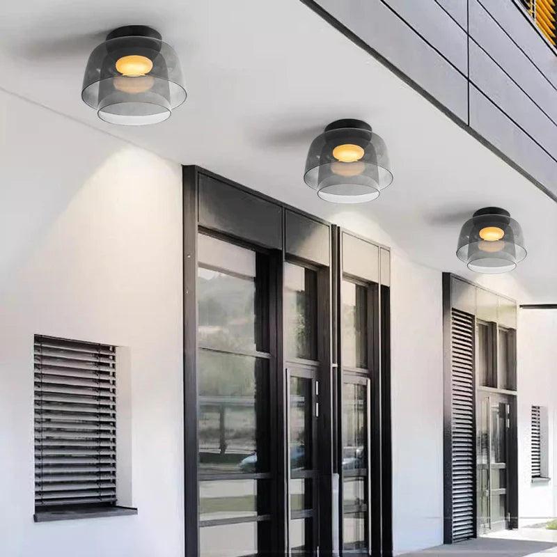 Taklampe i glass med skålform til stuen | livraina