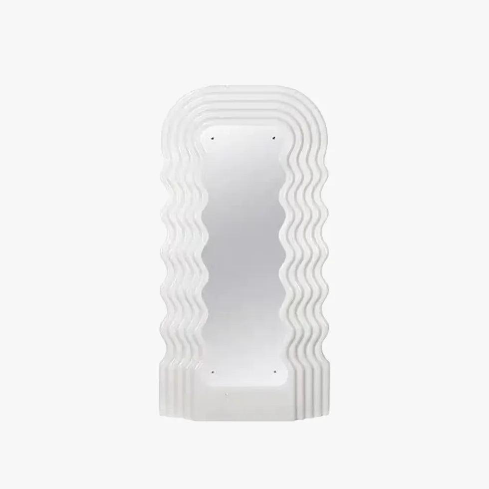 Oglindă de corp întreagă cu iluminare, design alb ondulat, pentru sufragerie | livraina