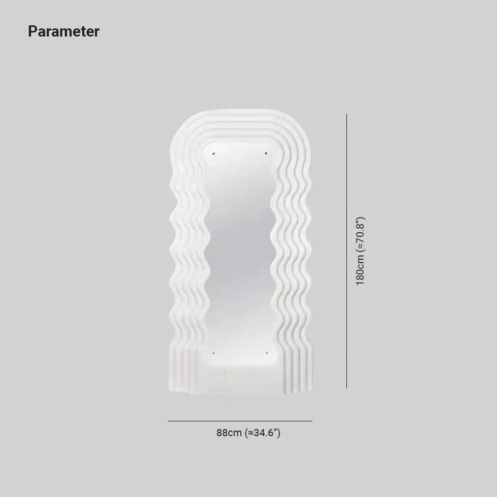 Oglindă de corp întreagă cu iluminare, design alb ondulat, pentru sufragerie | livraina