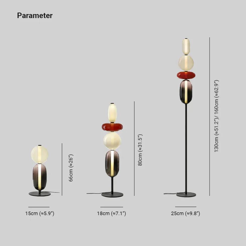 Farvet gulvlampe i glas med slikdesign til stuen | livraina