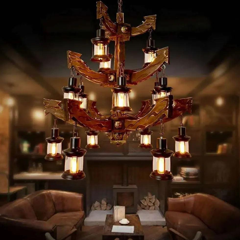 Candelabru american vintage din lemn vechi | livraina