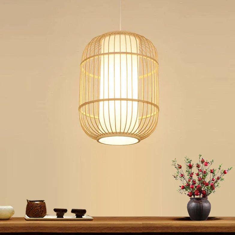 Kinesisk lanterne-pendellampe i bambus og rattan | livraina