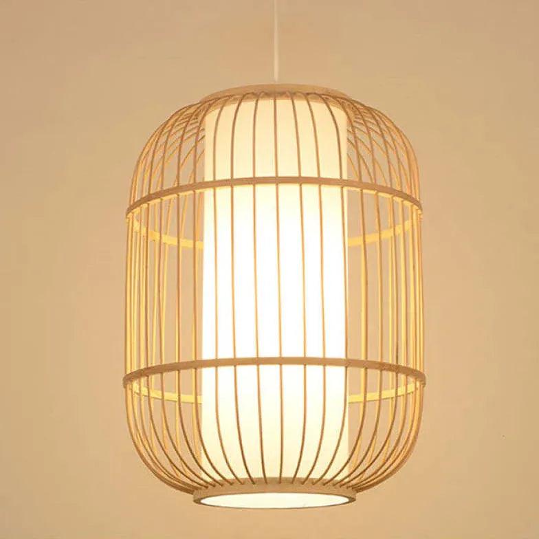 Kinesisk lanterne-pendellampe i bambus og rattan | livraina