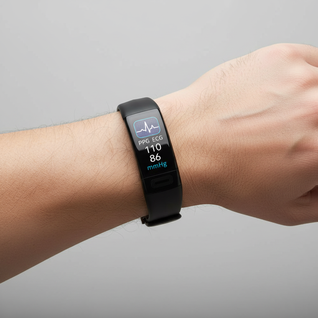 Braccialetto smart — Pressione sanguigna, ECG, frequenza cardiaca, SpO2 e sonno