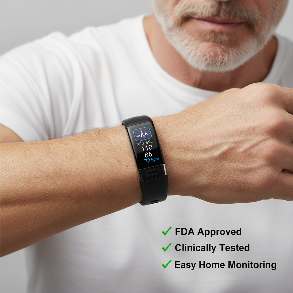 Braccialetto smart — Pressione sanguigna, ECG, frequenza cardiaca, SpO2 e sonno