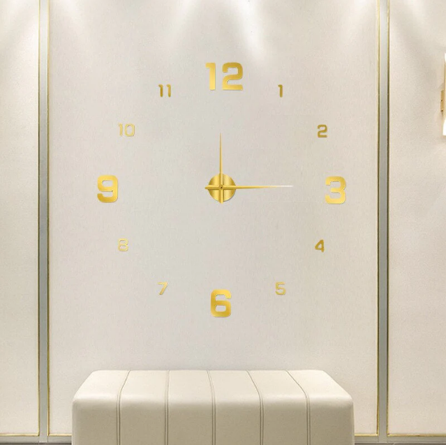 Moderne Wanduhr — Schwebende dreidimensionale Ziffern, elegante Silhouette