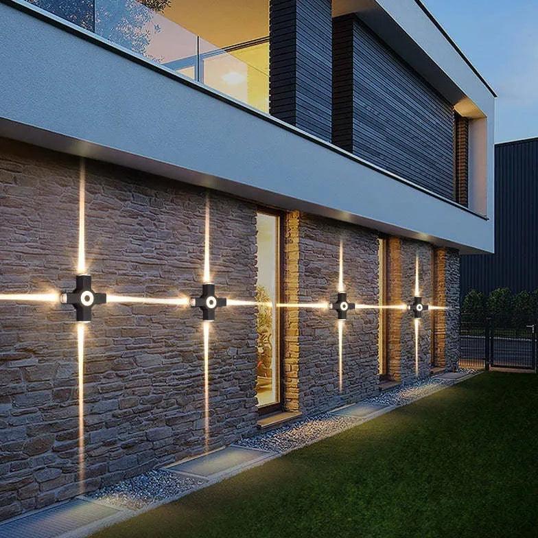 Fekete, fel- és lefelé világító LED fali lámpa verandára | livraina