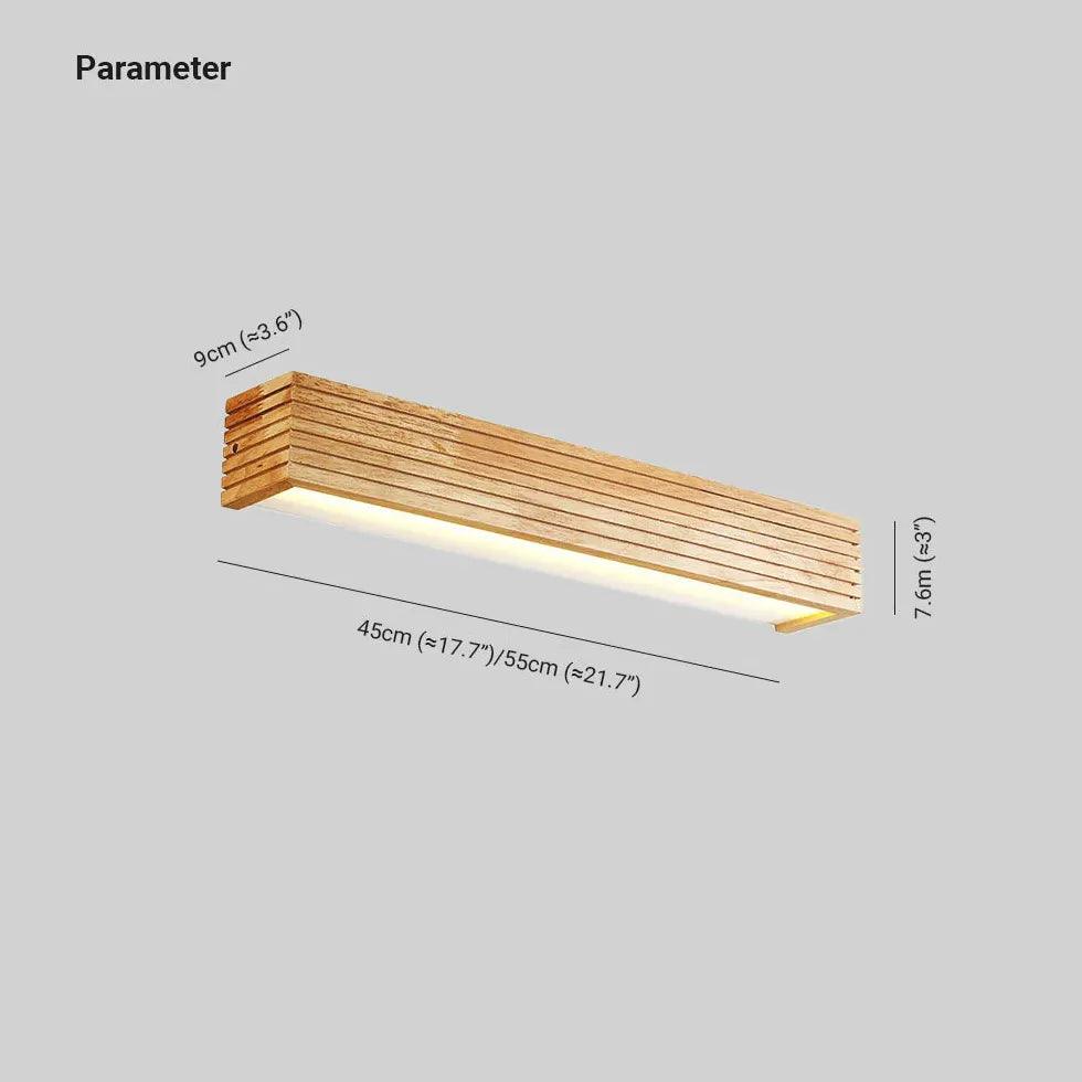 Éclairage mural LED rectangulaire en bois pour salle de bains | livraina