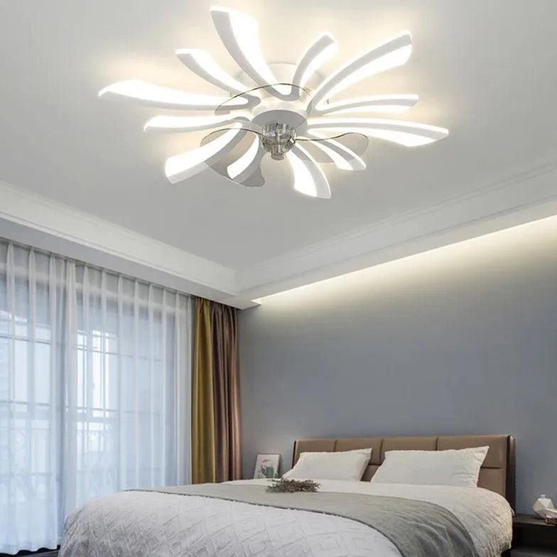 Moderner leiser Deckenventilator mit großem Blütenblatt-Design und Licht | livraina