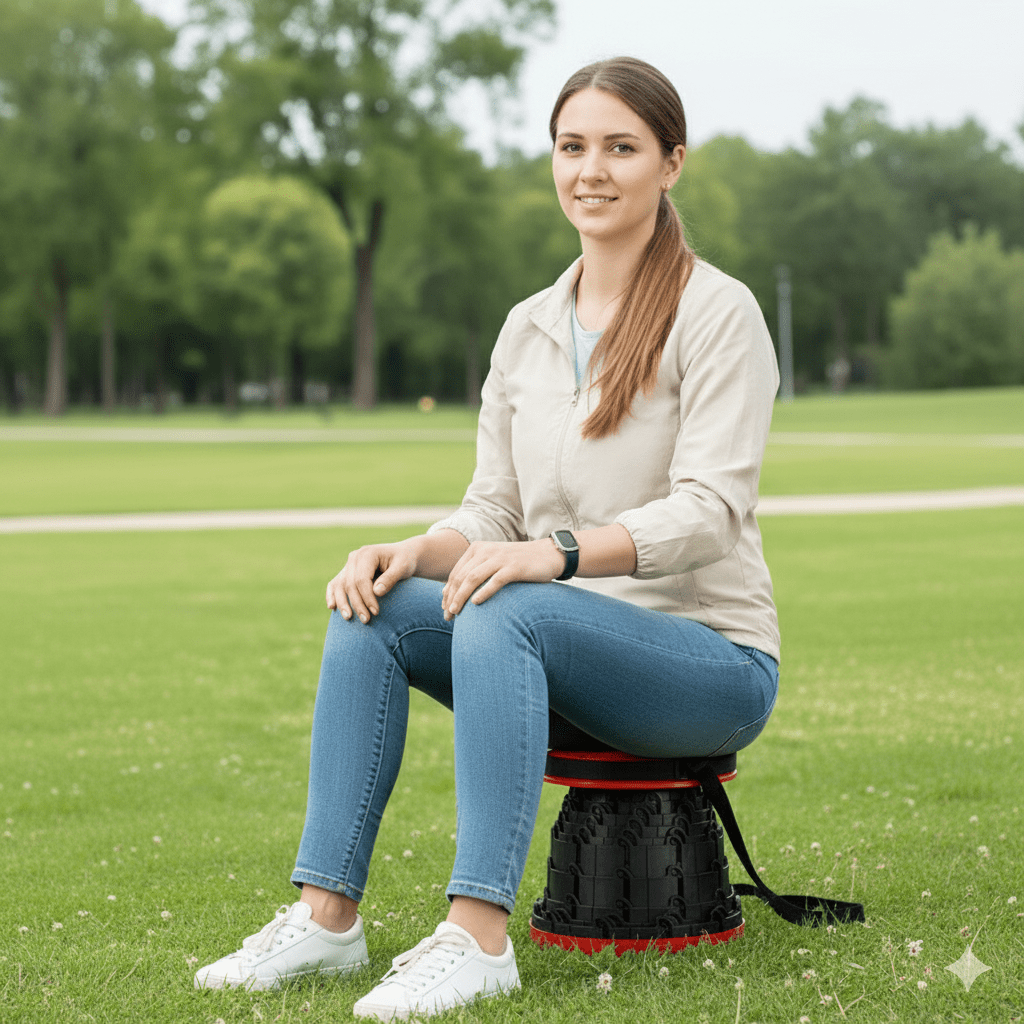 TrailFlex Telescopic Folding Stool — 12 Adjustable Height Positions