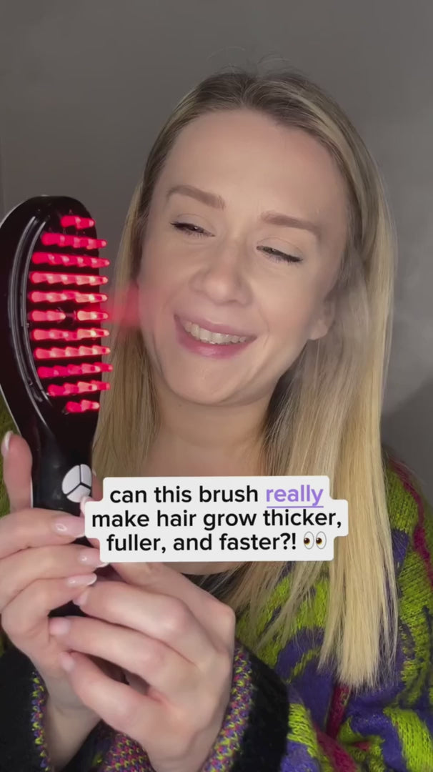 LED-Lichttherapie-Haarbürste mit rotem und blauem Licht, Serumspender