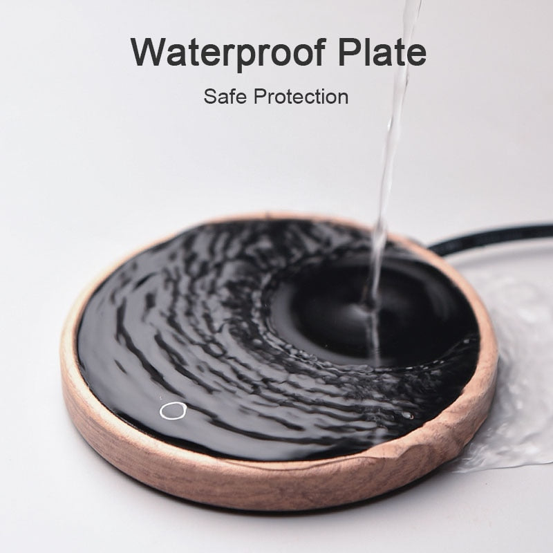 Calentador de tazas Nova Ceramic con posavasos — Diseño delgado de vidrio templado