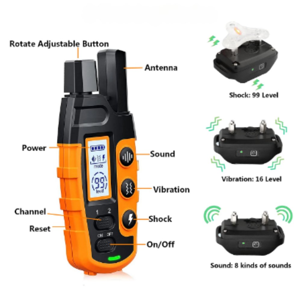 ProTrain Waterproof Outdoor Dog Training Collar — Beep, Vibration, Adjustable Shock Levels