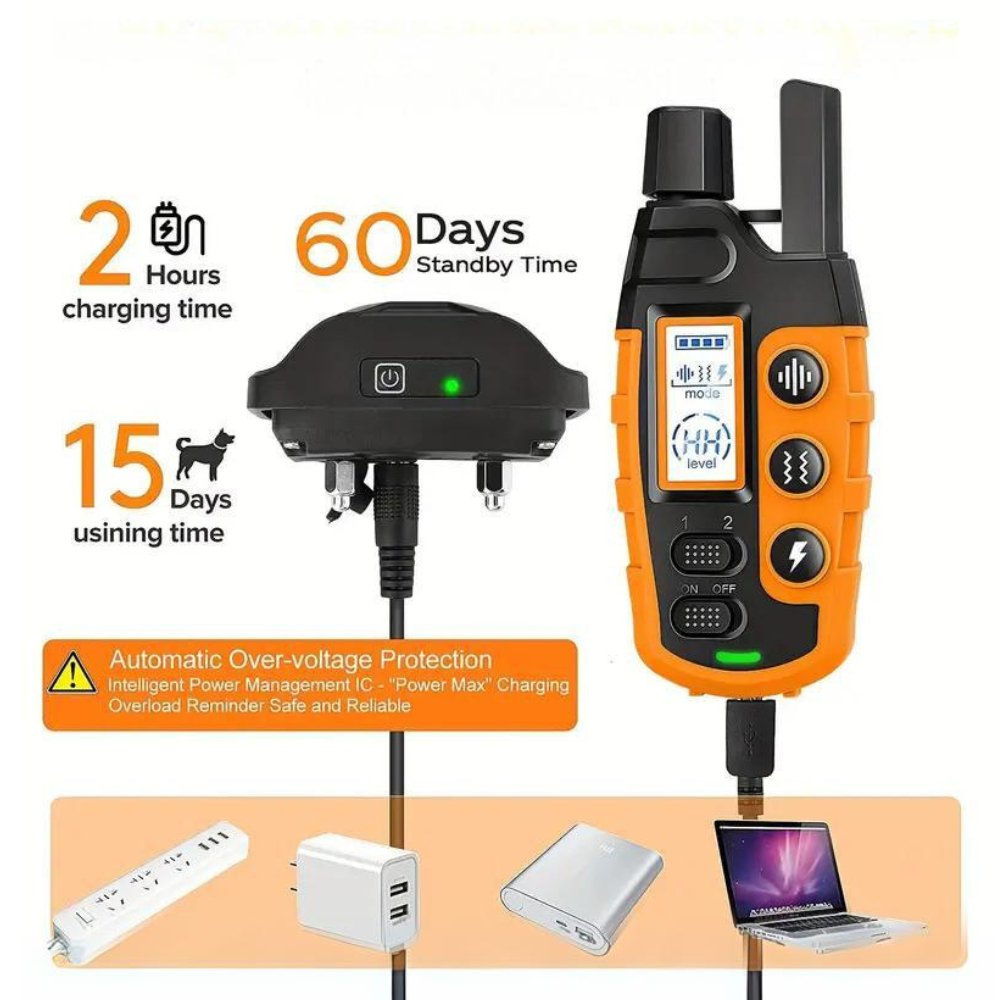 ProTrain Waterproof Outdoor Dog Training Collar — Beep, Vibration, Adjustable Shock Levels