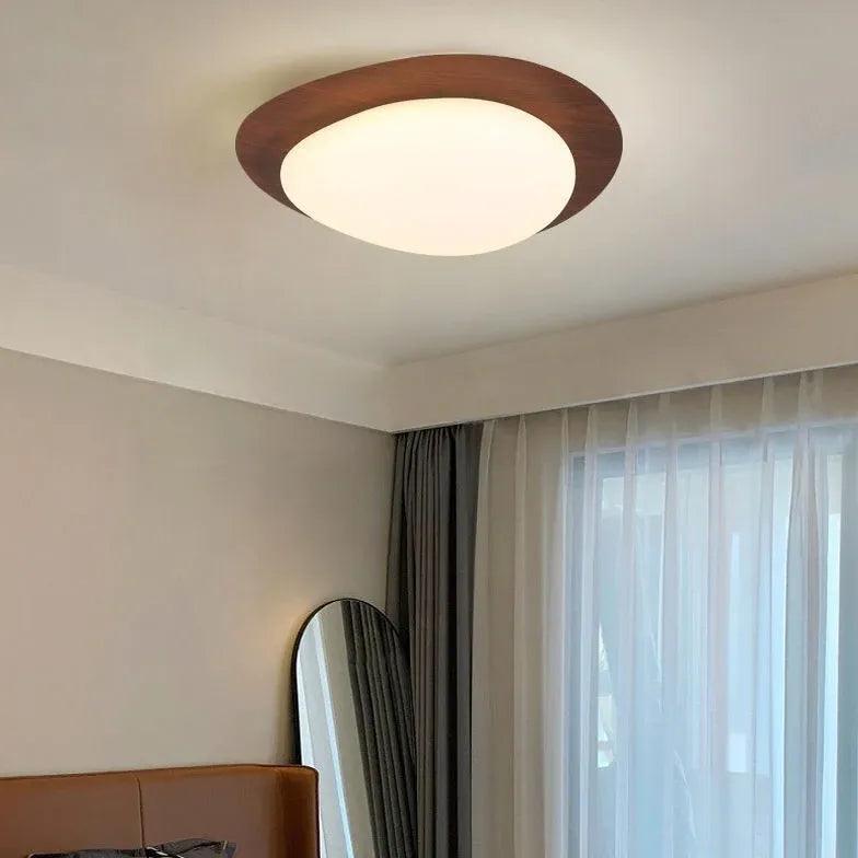 Creatieve kiezelvormige houten led-plafondlamp voor de slaapkamer | livraina
