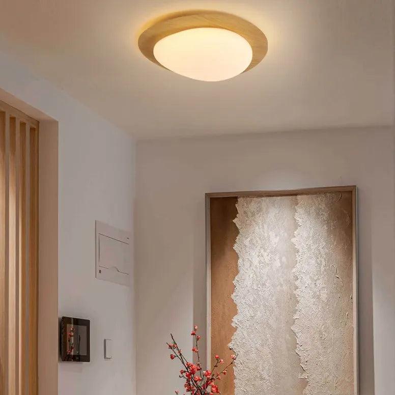 Creatieve kiezelvormige houten led-plafondlamp voor de slaapkamer | livraina