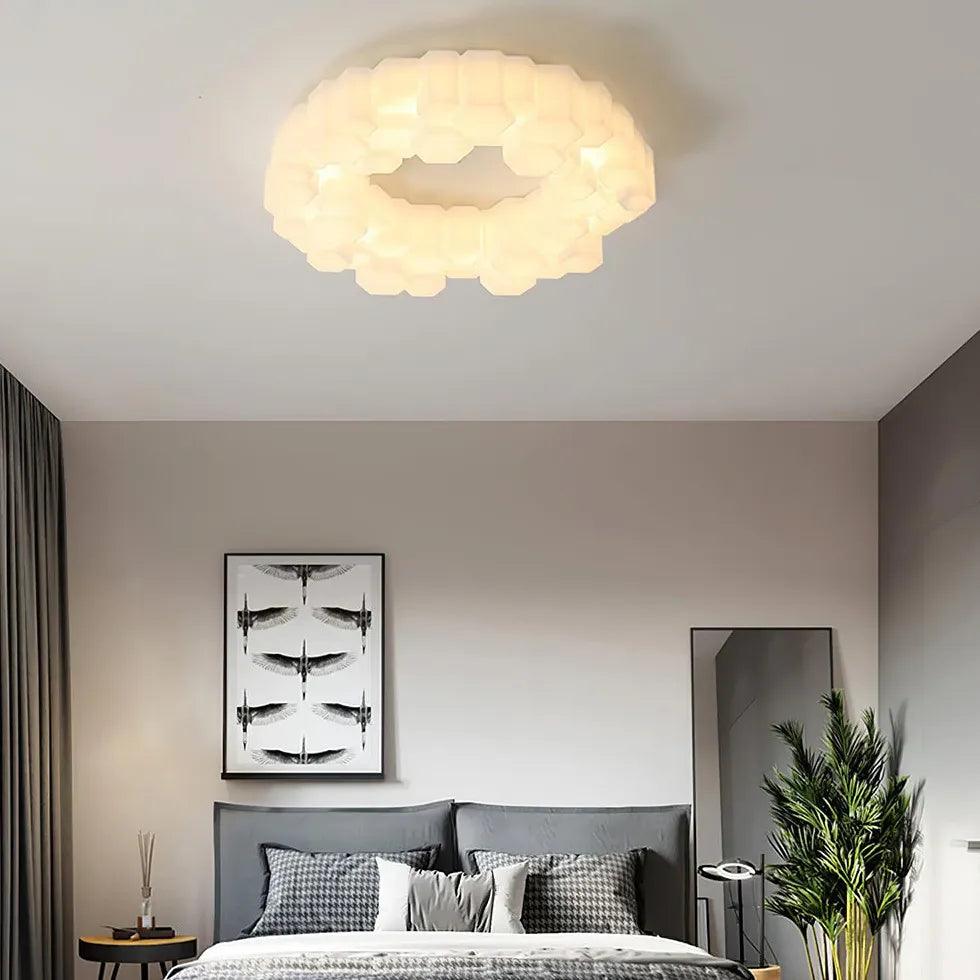 Wabenförmige Deckenleuchte im Creme-Stil für das Schlafzimmer | livraina