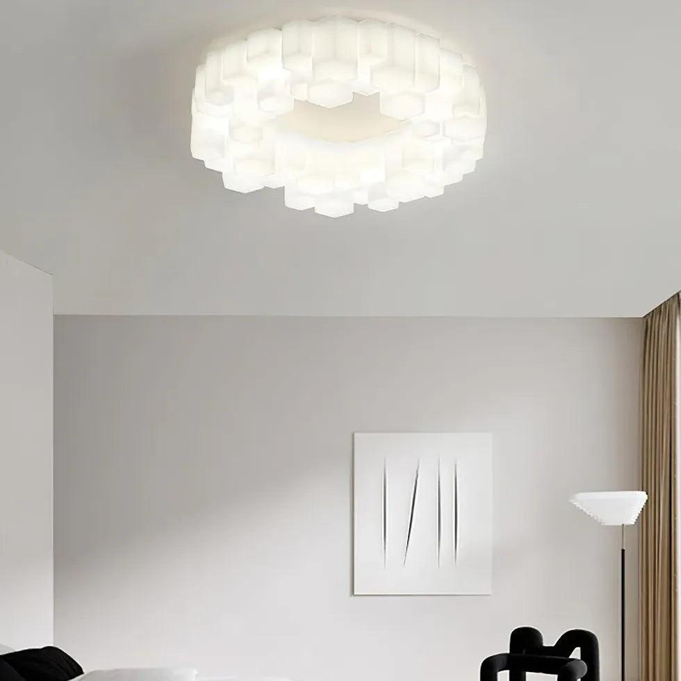 Wabenförmige Deckenleuchte im Creme-Stil für das Schlafzimmer | livraina