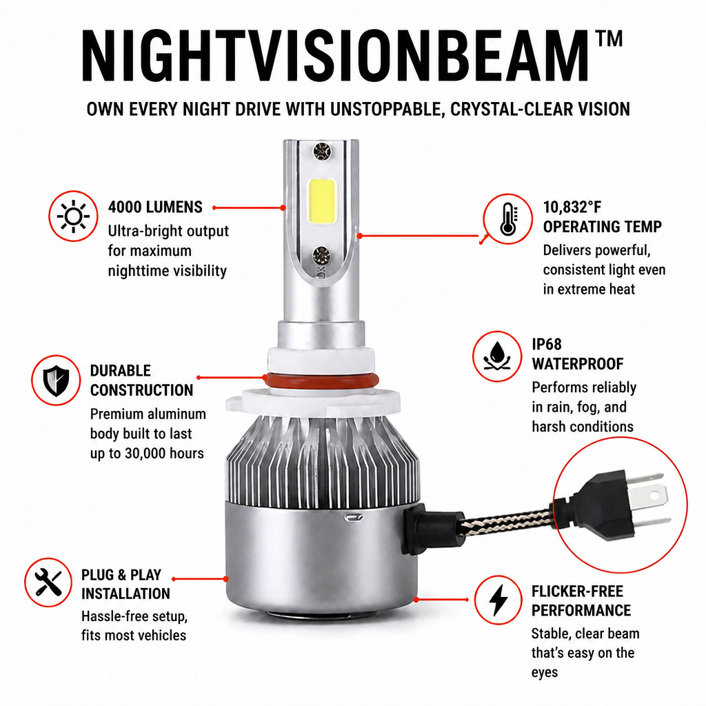 NightVisionBeam | Få fuldt udbytte af hver natlig køretur med uovertruffent, krystalklart udsyn | livraina