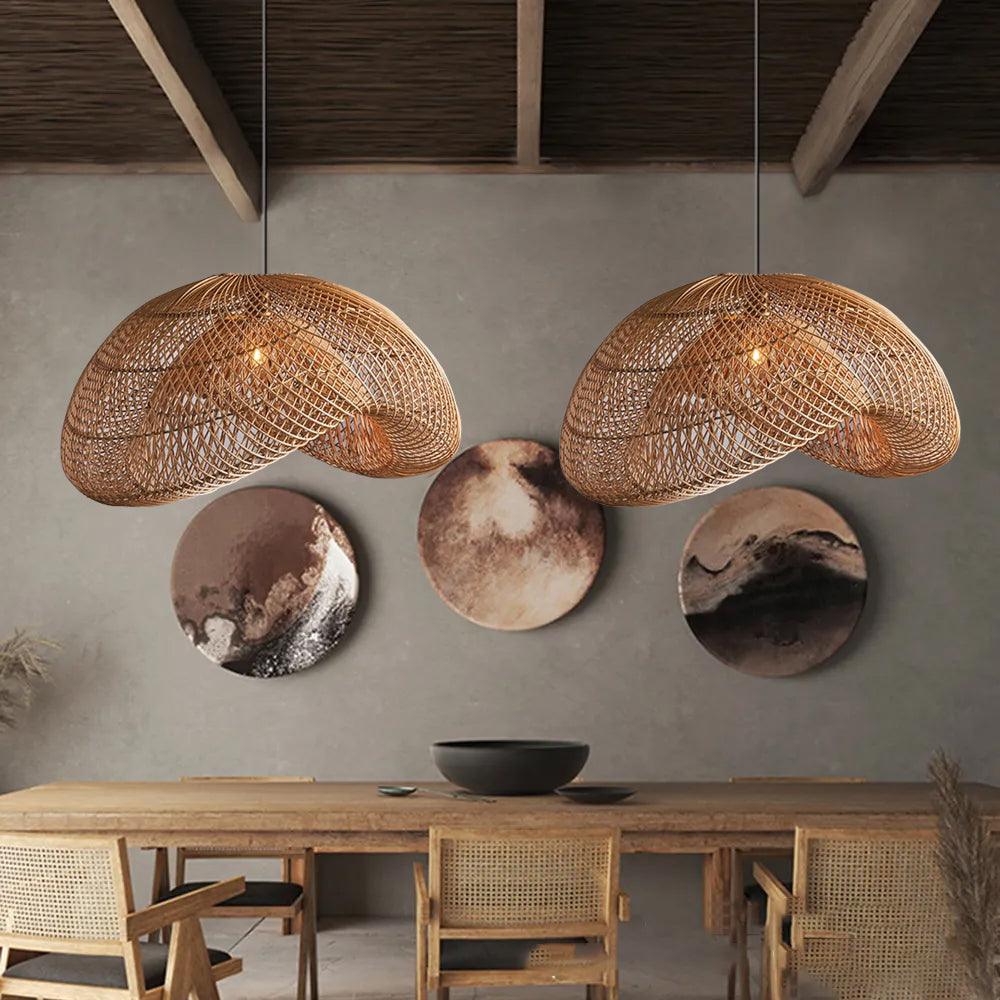 Boho-pendelbelysning i rattan til spisestuen | livraina