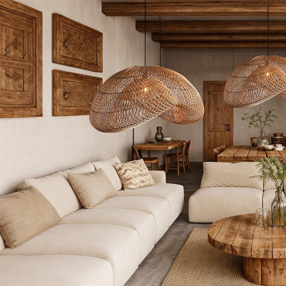Boho-pendelbelysning i rattan til spisestuen | livraina