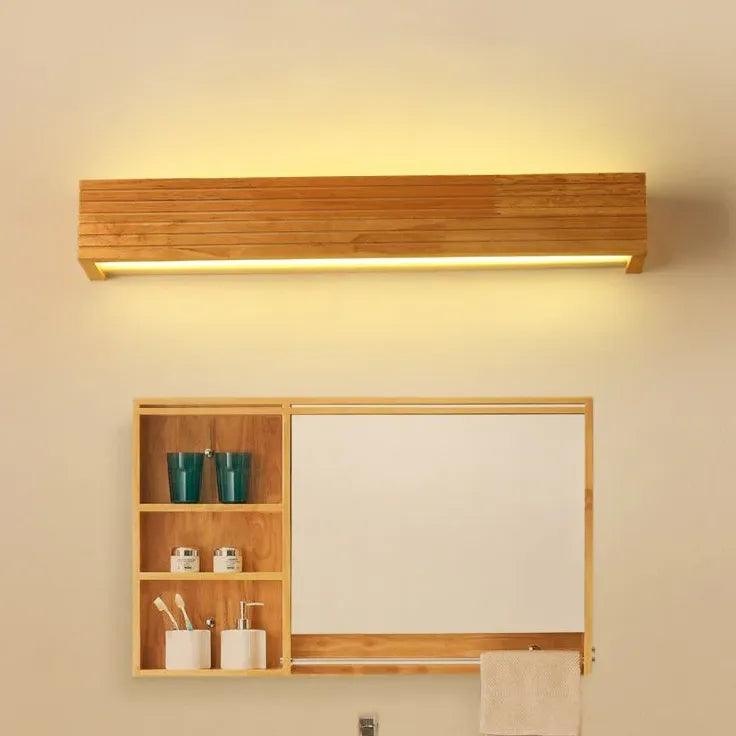 Éclairage mural LED rectangulaire en bois pour salle de bains | livraina