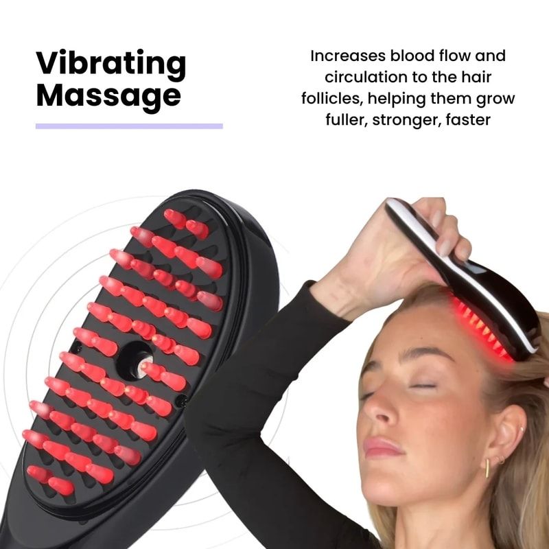 LED-Lichttherapie-Haarbürste mit rotem und blauem Licht, Serumspender