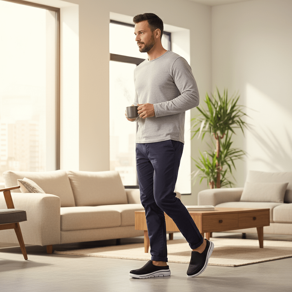 CozyStep férfi beltéri papucs — Légáteresztő, párnázott kényelem