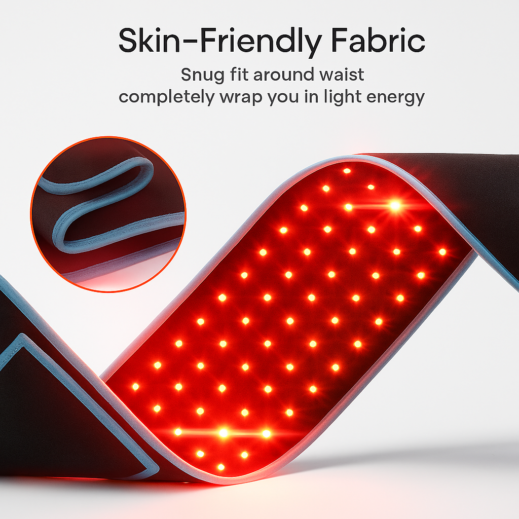 חגורת טיפול באור LED AuraFlex — 660nm ו-850nm, 105 נורות LED