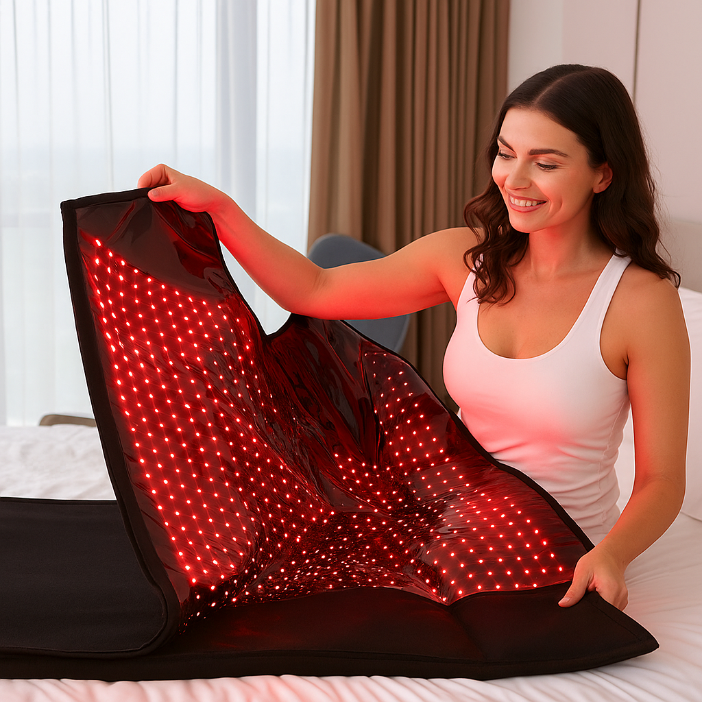 حصيرة NovaThera Pro للعلاج بالضوء الأحمر لكامل الجسم — 3600 مصباح LED، 660nm/850nm