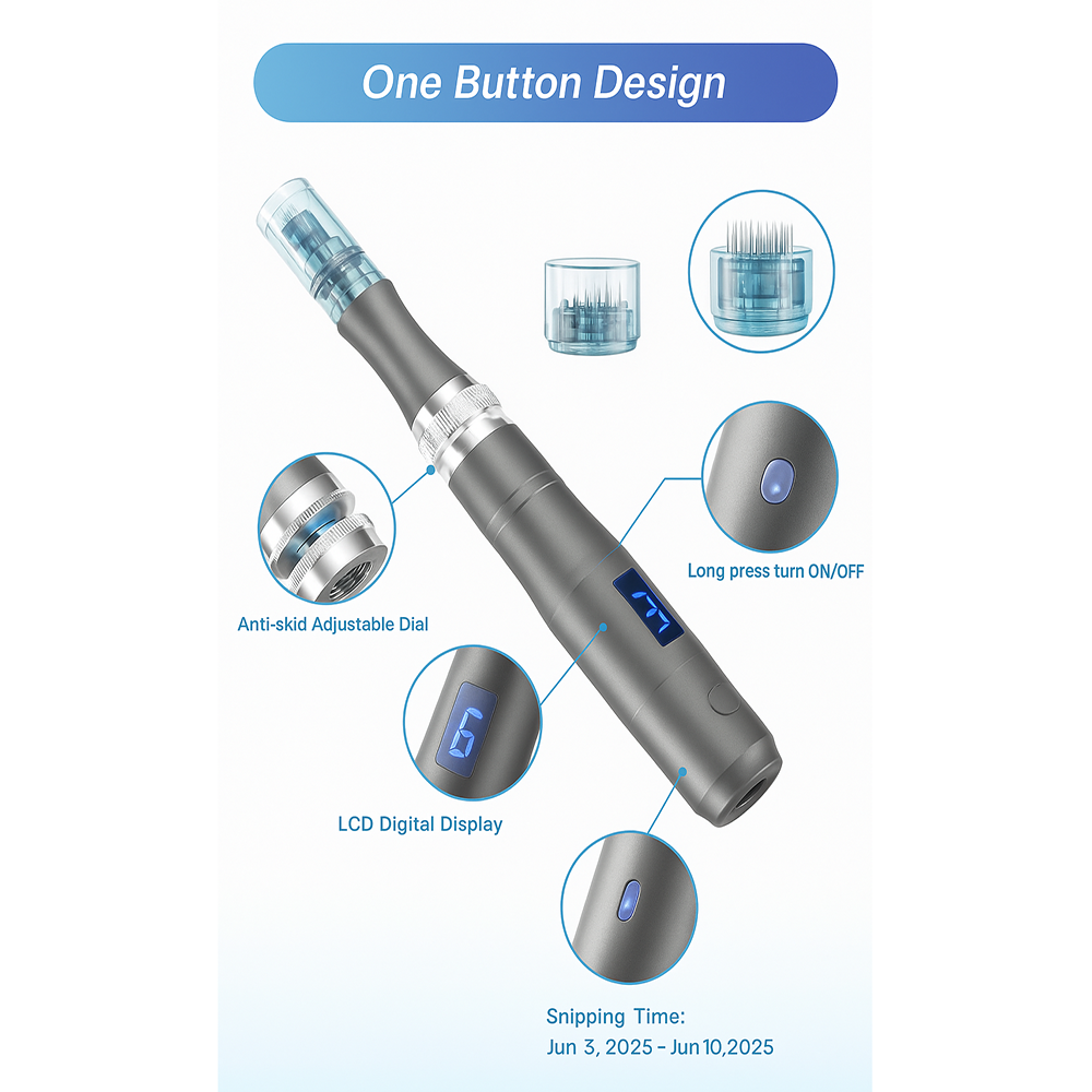 Dermapen ApexDerm Pro Ultima M8, ricaricabile tramite USB, 5 cartucce 32Pin