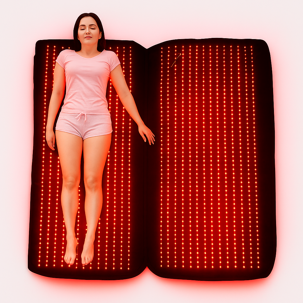 حصيرة NovaThera Pro للعلاج بالضوء الأحمر لكامل الجسم — 3600 مصباح LED، 660nm/850nm
