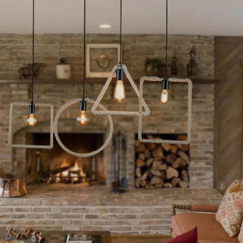 Industriel pendelloftslampe i jern med reb | livraina